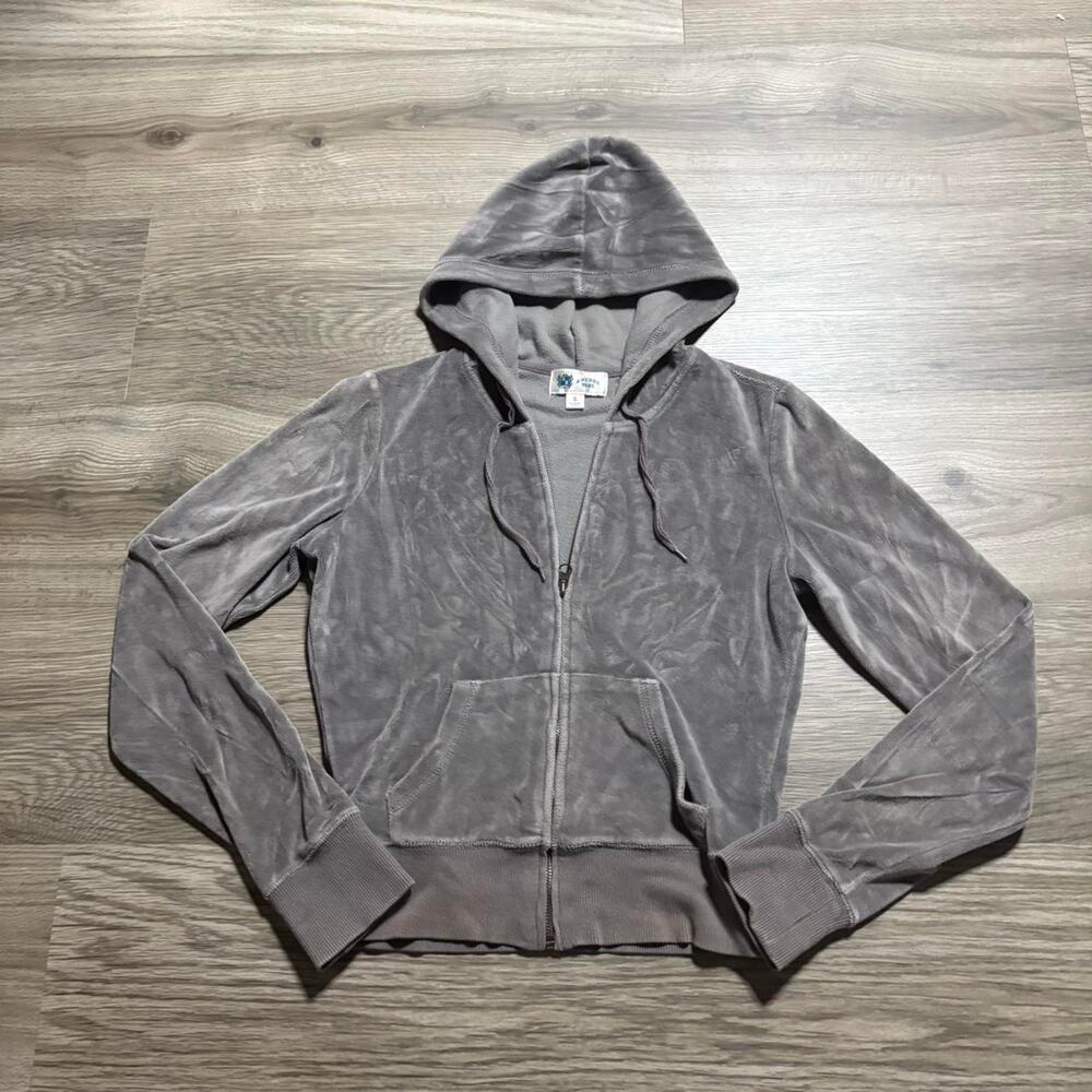 Y2k Anchor Blue Womens Small Velvet Zip Up Small